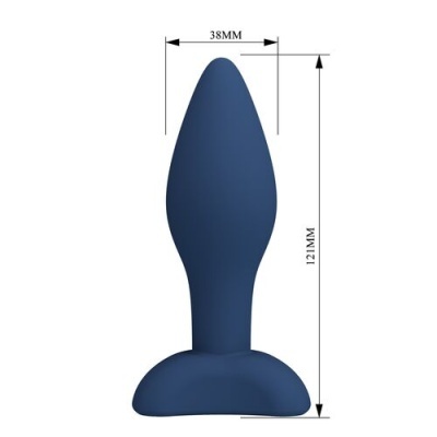 Plugue anal azul escuro com medidas 121mm altura e 38mm largura