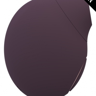 Rato sem fios roxo escuro com design arredondado e etiqueta TESTER