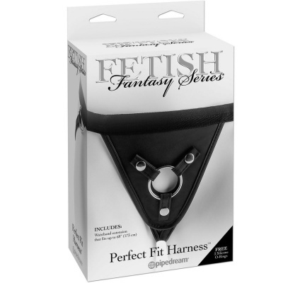 Embalagem de arnês preto Fetish Fantasy Series com argola metálica