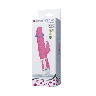 Embalagem de vibrador rosa Pretty Love Steven com acessório em coelho