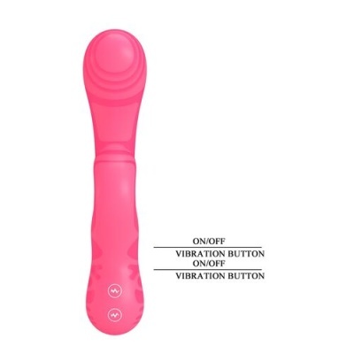 Vibrador rosa com textura circular e botões de vibração