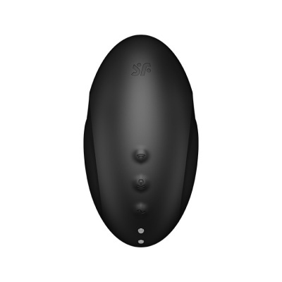 Dispositivo tecnológico oval preto com botões e LEDs