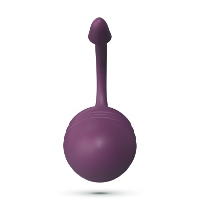 Brinquedo roxo em silicone com base arredondada e ponta em forma de cogumelo