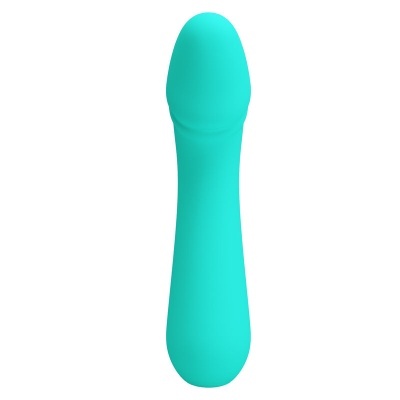 Vibrador azul turquesa em fundo branco