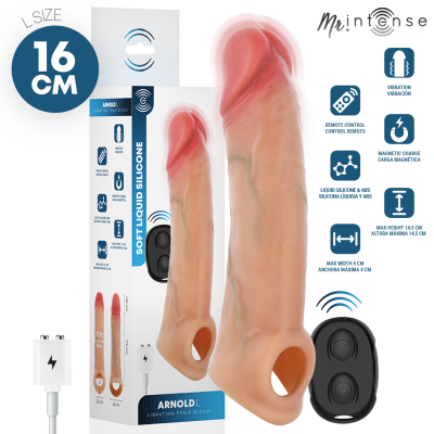 Capa vibratória para pénis Arnold L em silicone líquido macio com controlo remoto.