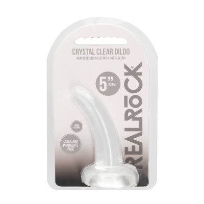 Dildo transparente com ventosa em embalagem branca com texto