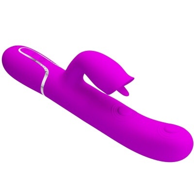 Vibrador rosa em silicone com detalhes prateados