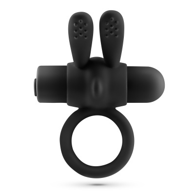 Anel preto de silicone com orelhas texturizadas