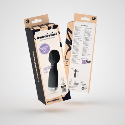 Embalagem de mini vibrador recarregável preto Wanderlust