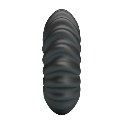 Objeto preto com textura ondulada e forma alongada