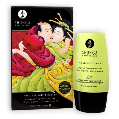 Gel vaginal firmador SHUNGA EROTIC ART com embalagem colorida e tubo verde-lima