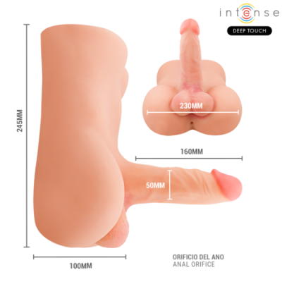 Modelo anatómico masculino em silicone com pênis ereto e orifício anal