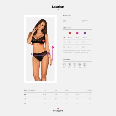 Modelo usando conjunto de lingerie preto com renda em fundo branco