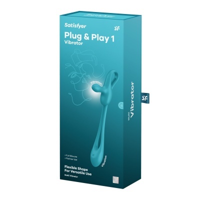 Embalagem de vibrador Satisfyer Plug & Play 1 azul turquesa