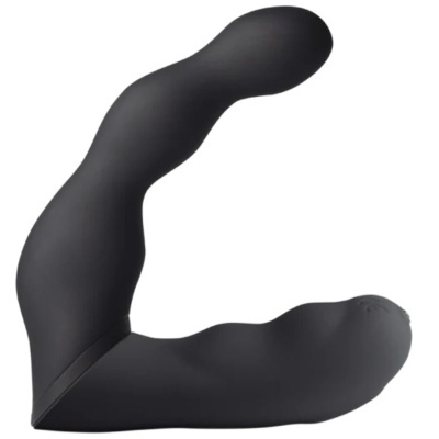 Produto de silicone preto curvo com duas extremidades arredondadas