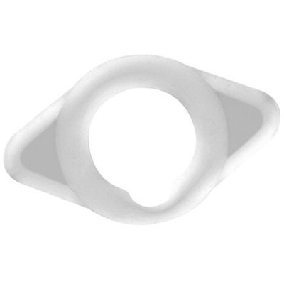 Anilha circular branca de plástico com abas laterais triangulares