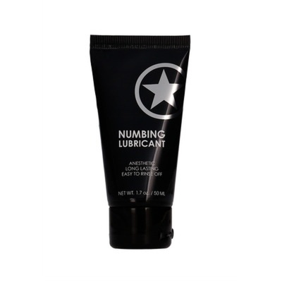 Frasco preto de lubrificante anestésico com texto branco e estrela