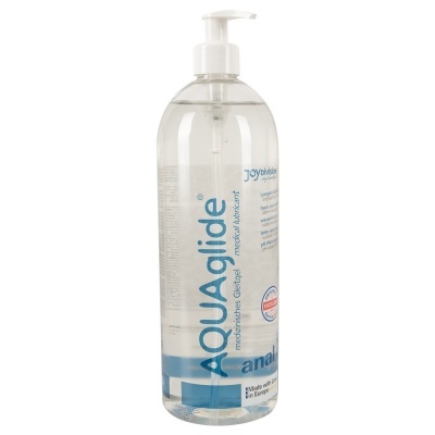 Frasco de gel lubrificante medical AQUAglide transparente com dispensador branco