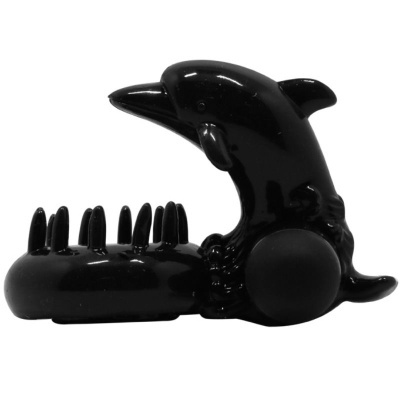 Clipe de cabelo preto em forma de golfinho