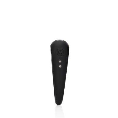Dispositivo eletrónico preto com botão e LEDs