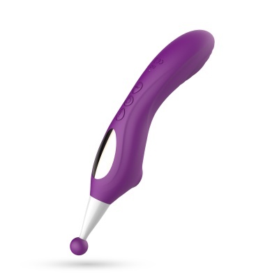 Aparelho elétrico roxo com ponta arredondada e botões