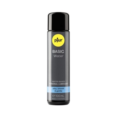 Frasco lubrificante pessoal pjur BASIC Water 100 mL preto e cinzento