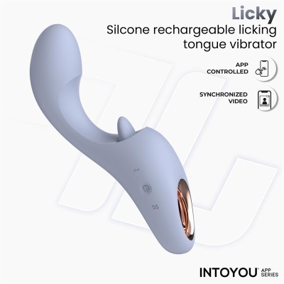 Vibrador em silicone azul claro com controle por aplicação móvel