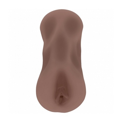 Produto em silicone marrom com forma anatómica e abertura