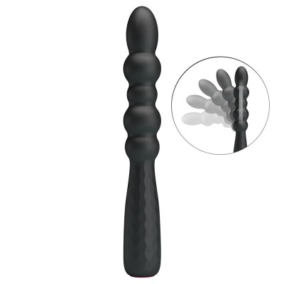 Vibrador preto com bolhas e pega texturizada