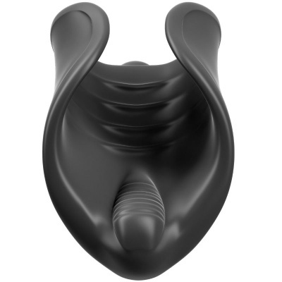 Assento preto ergonômico de material sintético com textura lisa