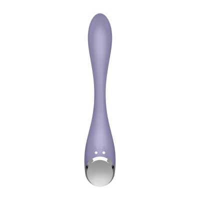 Massageador pessoal roxo com extremidade metálica prateada