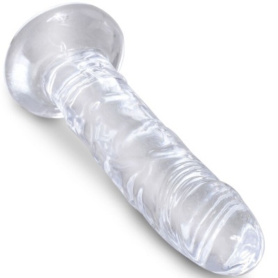 Brinquedo sexual transparente com textura detalhada e base larga