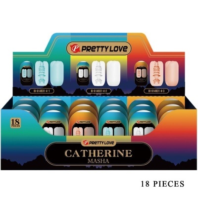 Expositor de unhas postiças PRETTY LOVE CATHERINE MASHA com 18 peças variadas