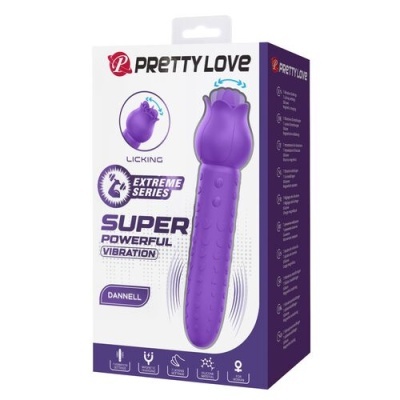 caixa do produto vibrador roxo Pretty Love Super Powerful Vibration modelo Dannell
