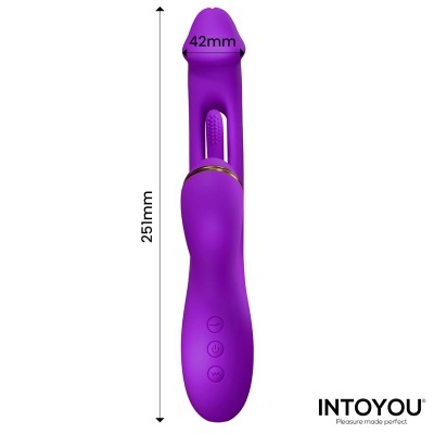 Vibrador roxo com botões e detalhes dourados