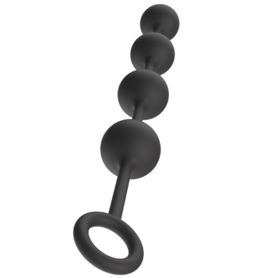 Conjunto de contas pretas de silicone com argola numa extremidade