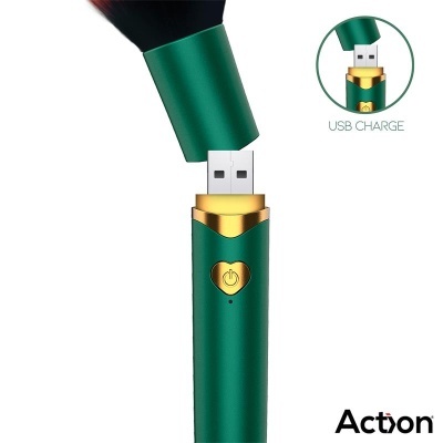 Pincel de maquilhagem elétrico verde com carregamento USB