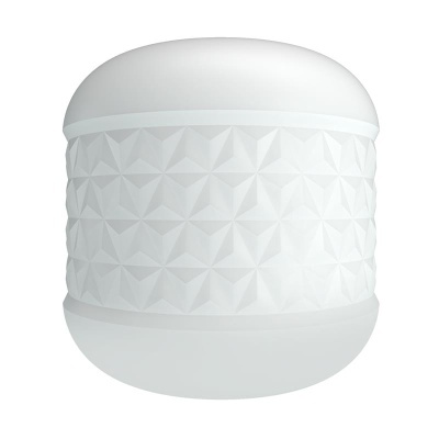 dispositivo esférico branco com textura geométrica em relevo