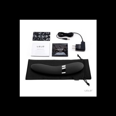 Kit vibrador preto LELO com carregador, saco e embalagens