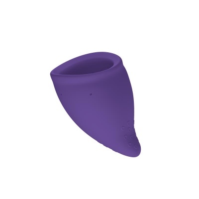 produto pequeno de silicone roxo com forma anatómica e textura