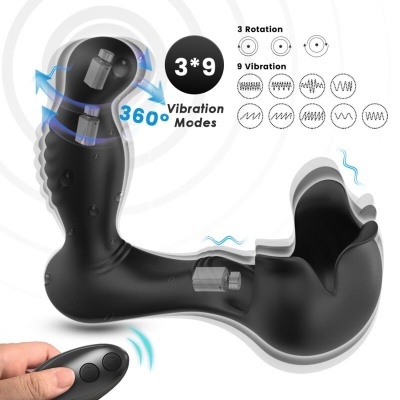 Dispositivo vibratório preto com controle remoto e modos de vibração