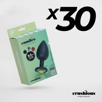 plug anal preto com joias coloridas em embalagem verde