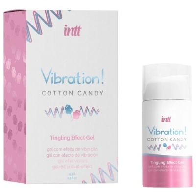 Gel intt Vibration! Cotton Candy embalagem branca e rosa com texto colorido