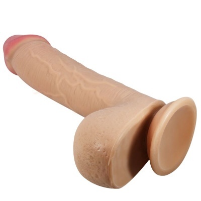 Dildo realista em silicone cor pele com base de ventosa