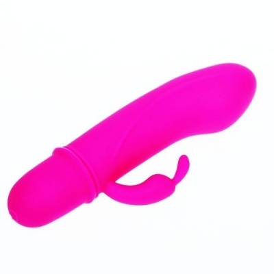 Vibrador rosa em silicone com estimulador adicional