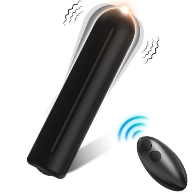 Dispositivo cilíndrico preto vibrador com comando remoto preto