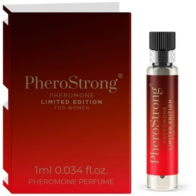 Frasco com perfume e caixa vermelha PheroStrong