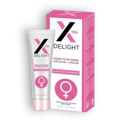 Creme para mulher Xtra Delight em embalagem rosa e branca com símbolo feminino