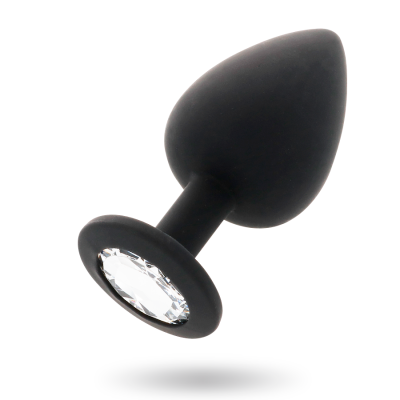 Plug anal preto com pedra brilhante na base