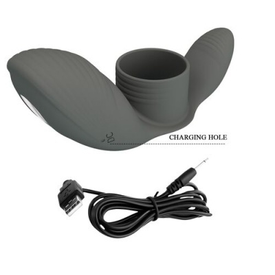 Dispositivo cinzento de silicone com cabo USB preto para carregamento